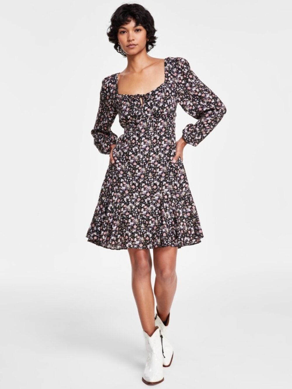 Lucky Brand Women's Flirty Flouncey Floral-Print Mini Dress Size XS M